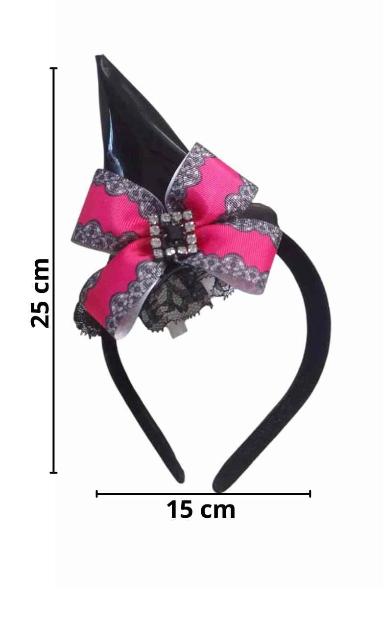 TIARA CHAPEU BRUXA PRETA C/LACO